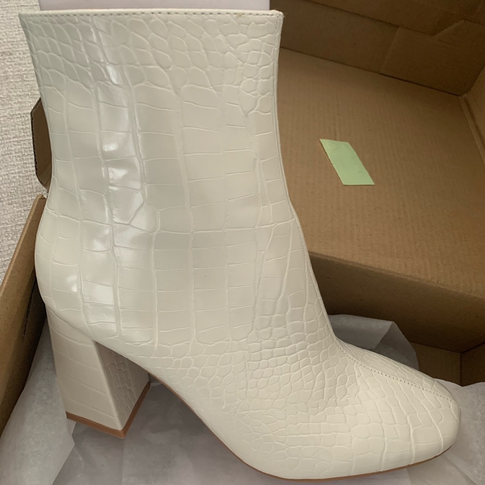 White block heel boots